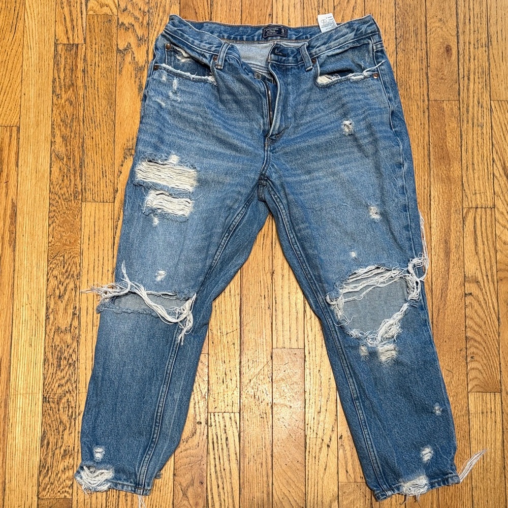 Abercrombie & Fitch Ripped Blue Boyfriend Jeans